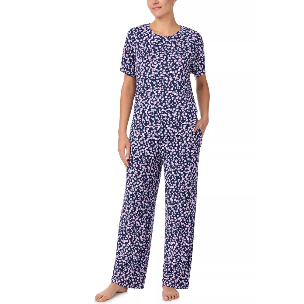 Sanctuary Womens Large 2 Piece Short-Sleeve Pajama Set in Floral Navy Print $72